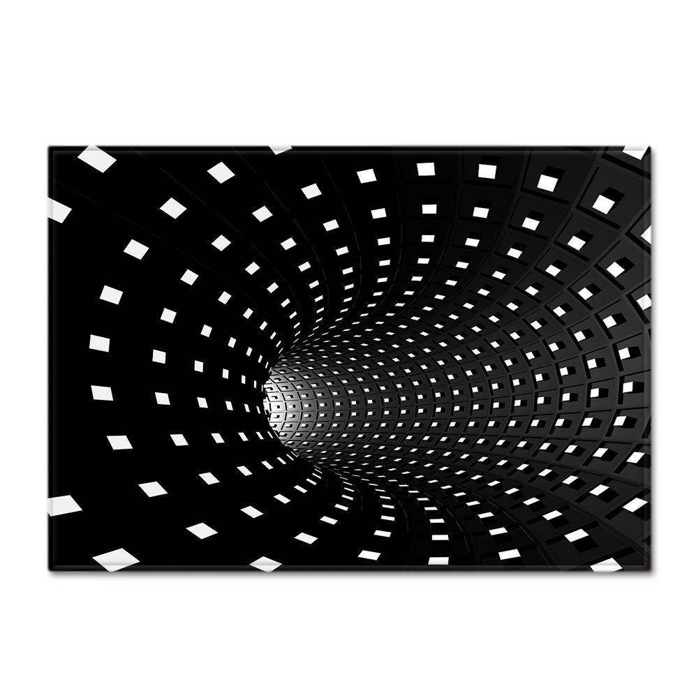 3D Three-Dimensional Large Carpet Door Mat Black And White Vortex Living Room Large Square Floor Mat Non-Slip Foot Mat