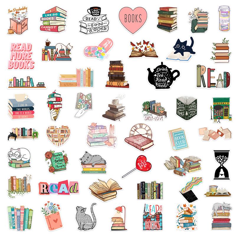 50PCS Diary Stickers for Reading Book Scrapbook DIY Notebook Journal Aesthetic School Stationery Supplies for Students