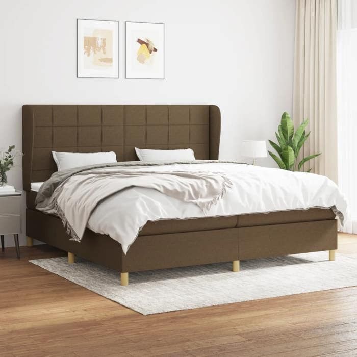 Exclusive House - Slatted Bed Base with Mattress Dark Brown 200x200 Cm