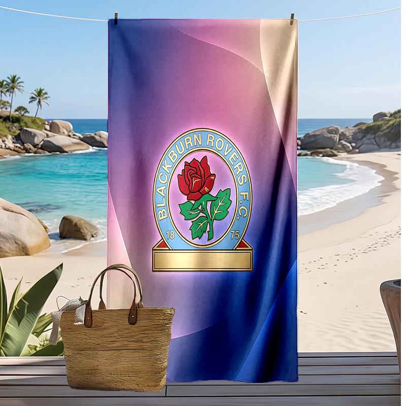Blackburn Rovers Football Print Beach Towel, Large Soft Quick Dry Towel for Beach Camping Swimming