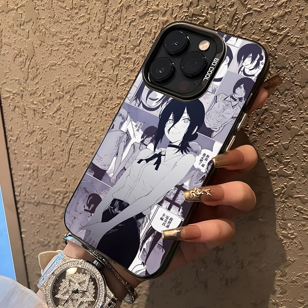 Reze Beauty Japan Anime Phone Case For 17 Air IPhone 16 Pro Max 15 14 Plus 12 13 X XS Max 11 Colorful Silver Cover