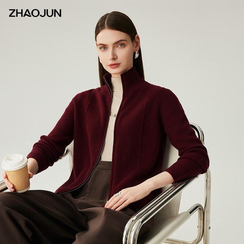 

Чжаоцзюнь Женский кардиган из 100% кашемира толстой вязки с высоким воротником 2XL