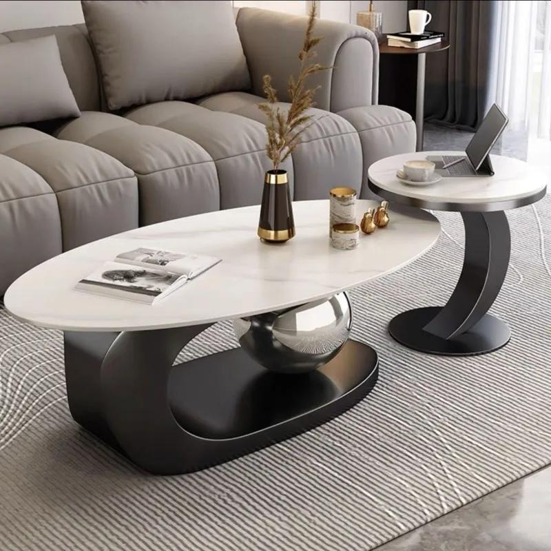Italian Slate Coffee Tables Round Luxury Minimalism Living Room Coffee Tables Modern Simplicity Muebles Nordic Furniture
