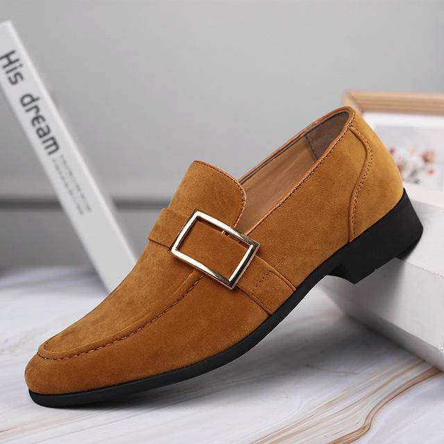 Men Loafers Suede Leather Slip On Shoes Comfortable Breathable Driving Shoes Square Toe Wear -Resistant Peas Shoes Big Size