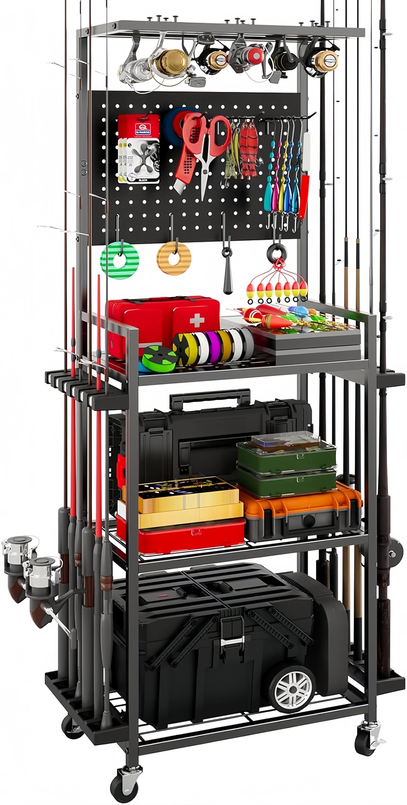 YJYS Rod Fishing Rod Rod Fishing Gear Reel Portable Rod Holder with Easy to with Perforated Suitable for Outdoor and Indoor Assembly Required Stand,