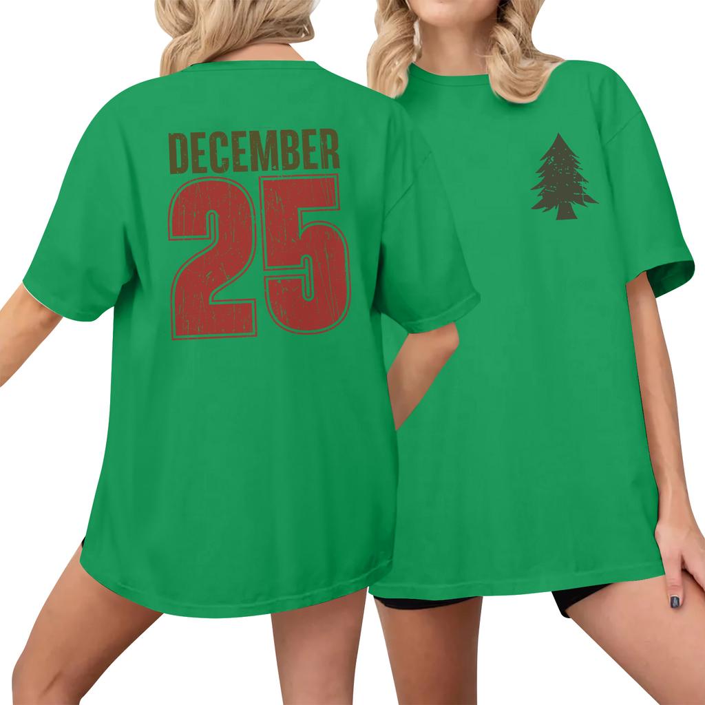 Women's Casual Printed T-Shirt Round Neck Pullover Short Sleeve Top