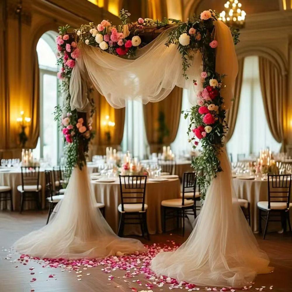 White Pink Wedding Tulle Arch Elegant Backdrop Fabric Arch Draping Fabric Birthday Party