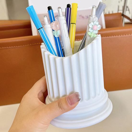 Portalápices Vintage Florero con Flores Secas Portamaquillaje de Resina Organizador de Papelería de Escritorio para Oficina Escuela Hogar