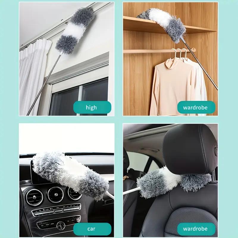 Extra-Long Retractable Duster with Bendable Head - Reusable & Washable for High Ceilings, Furniture & Car Cleaning