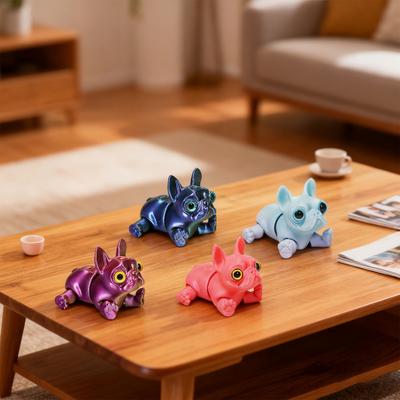 Cão Bulldog Francês Articulado Impresso em 3D com Juntas Móveis Filhote Flexível Brinquedo Fidget Animal de Estimação de Mesa para Casa Escritório Alívio de Estresse