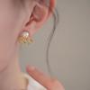 18K real gold electroplated silver needle bow zircon pearl stud earrings exquisite versatile earrings design sense niche earrings