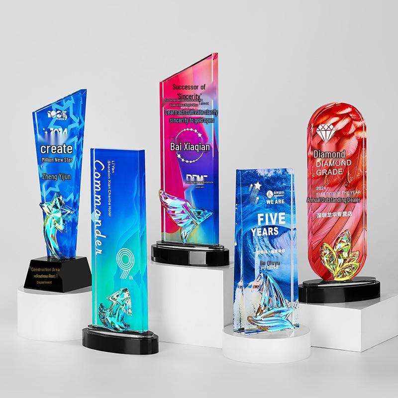 Engraved Crystal Star Basketball Trophy - Thumbs Up Award