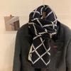 Scarf for Girls New Winter Double Sided Versatile High-end Warm and Thickened Wool Knitted Plaid Scarf Trendy