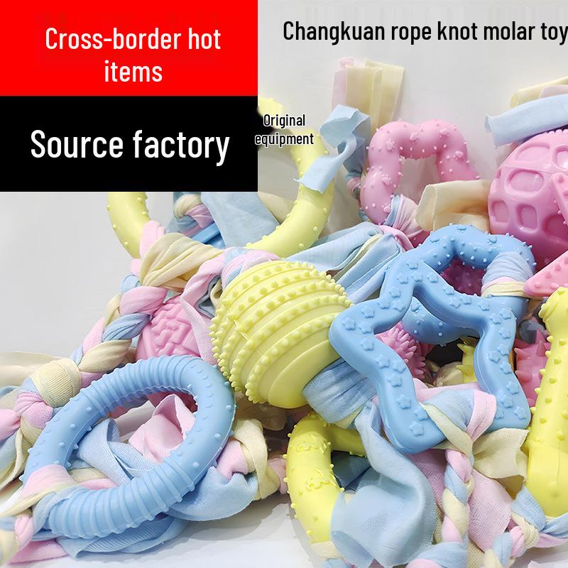 Eco-Friendly Indestructible Pet Dog Toys - Bite-Resistant Cotton Rope Fabric Molar Strips