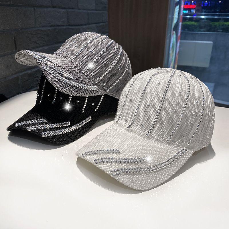 Summer Big Baseball Cap Children Hollow Breathable Visor Hat Rhinestone Cap