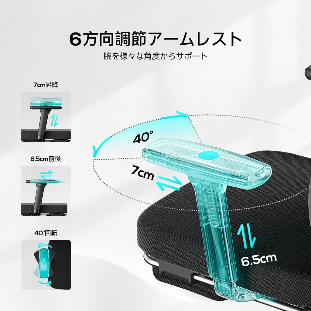 HBADA P3 Office Chair Desk Chair Chair 3D Armrest 3D Headrest Lower Back Pain Lumbar Support High Back Mesh Approximately 145 Degree Reclining