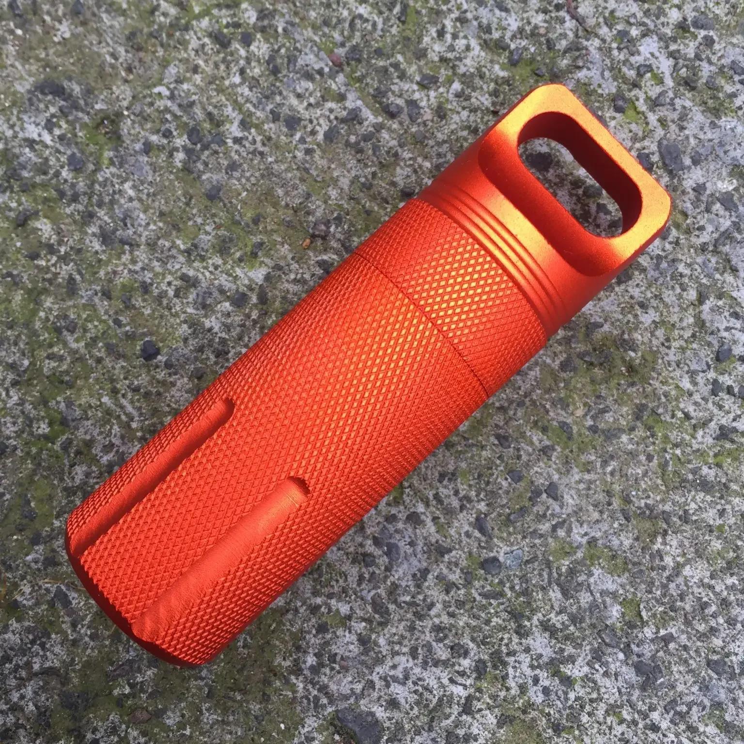 

Portable Aluminum Alloy Sealed Waterproof Tank EDC Emergency Medicine Bottle Storage Tank Outdoor Essential Equipment Multi Tool помаранчевий