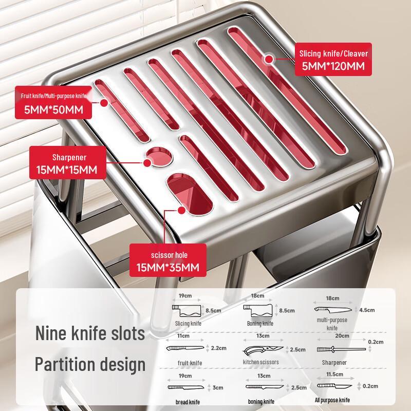 Stal Nierdzewna Blatowy Stojak na Noże Kuchenne i Sztućce