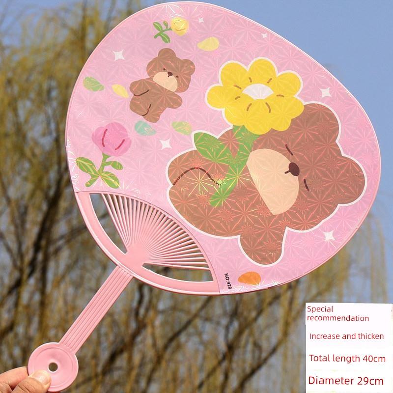Cute Large Fan for Summer, Children's Outdoor Plastic Fan, Portable Summer Hand Fan, Large Round Palm Fan