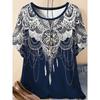 Comfortable Vacation Casual Elegant Style Women's Round Neck Large Size Short-sleeved T-shirt Clothing
