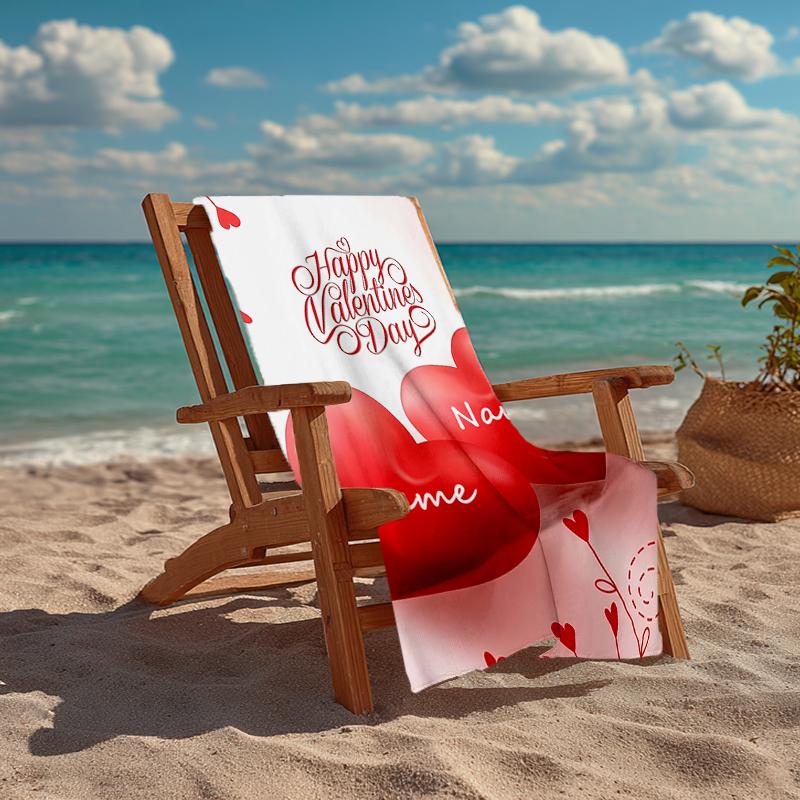 Custom Name Ultra-Soft Beach Towel with Love Theme,Ideal for Pool - Camping, Diving - Perfect Travel Essential, Vibrant Beach Towel.