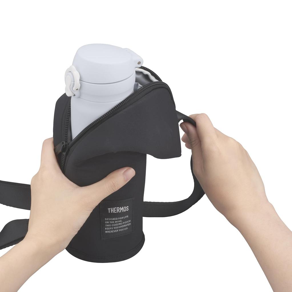 Thermos My Bottle 500ml with shoulder machine BK Pouch, approx. capacity, strap, strap, washable, black, APQ-500