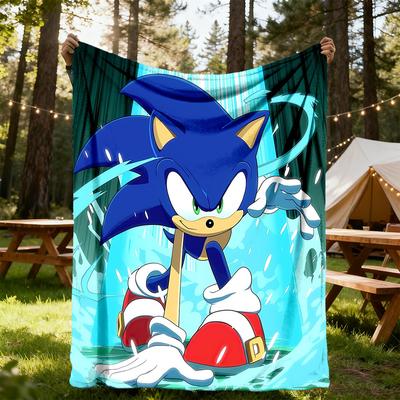 1PC Sonic Adventure Outdoor Flannel Throw Blanket HD Printed Lightweight Soft Warm All Season Blanket for Sofa, Bed, Travel