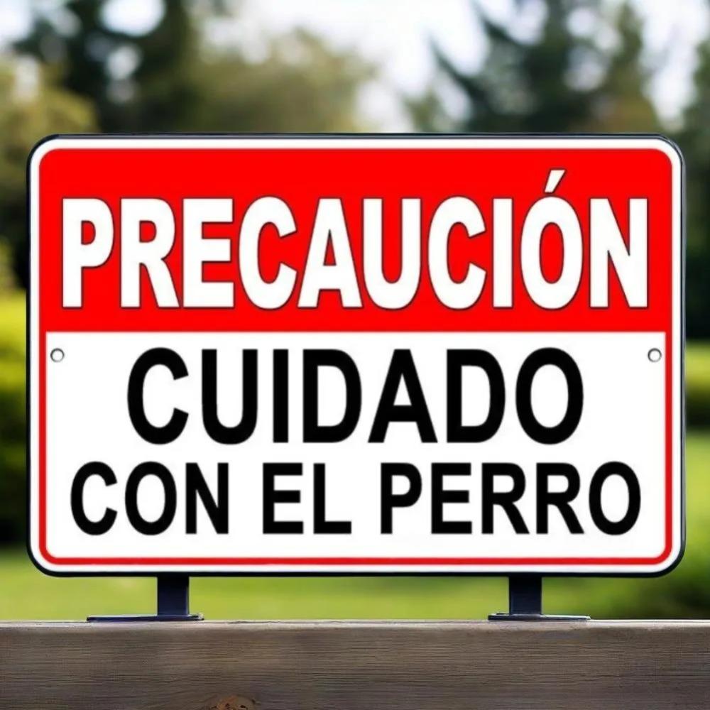 

Caution Dog Sign Spanish Warning Perro Bite Metal Rustic Decor for Yard 20x30cm