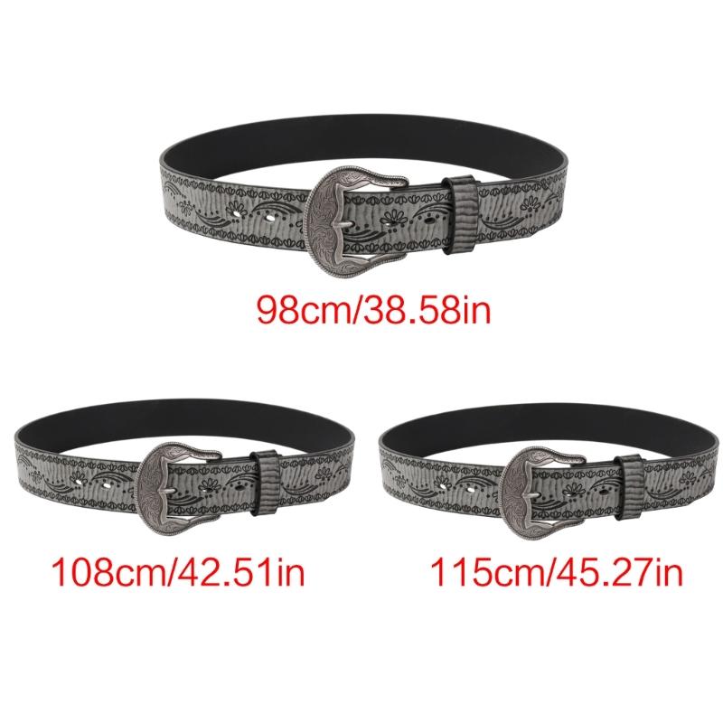 Shimmering PU Waist Belt with Carved Floral Buckle for Girls Jeans Skirt Decor