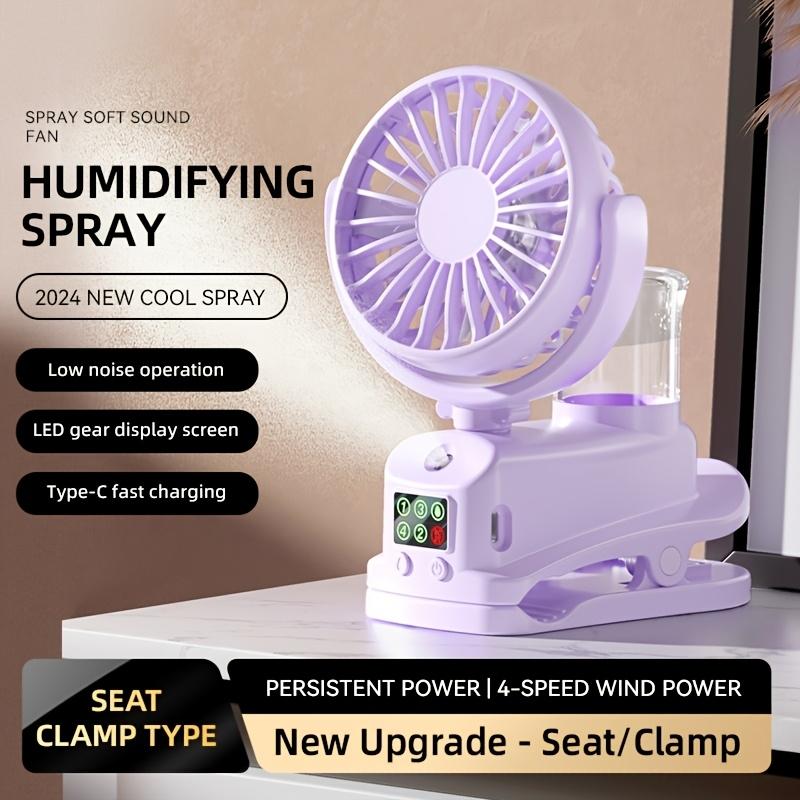 Spray Electric Fan Portable 4-Speed Clip Fan 360° Rotating with Clip Base Multi-function Humidifier Office Home Small Fan 2025