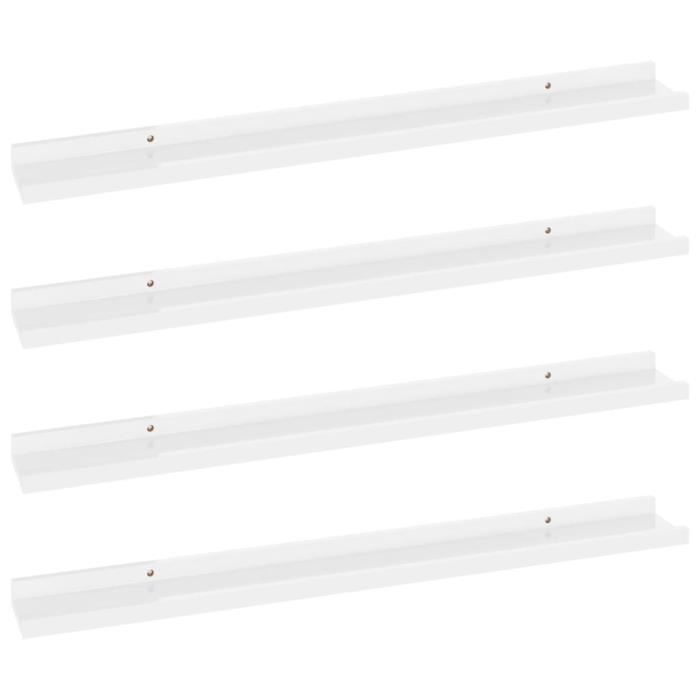 VidaXL Wall Shelves 4 Pcs High Gloss White 80x9x3 Cm