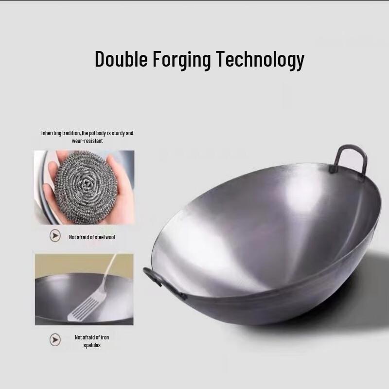 Wok GOWKE 75cm Extra Gros din Fontă cu Mânere Duble