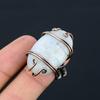 Natural Rainbow Moonstone Gemstone Handmade Copper Wire Wrap Ring Size 6 E7s96