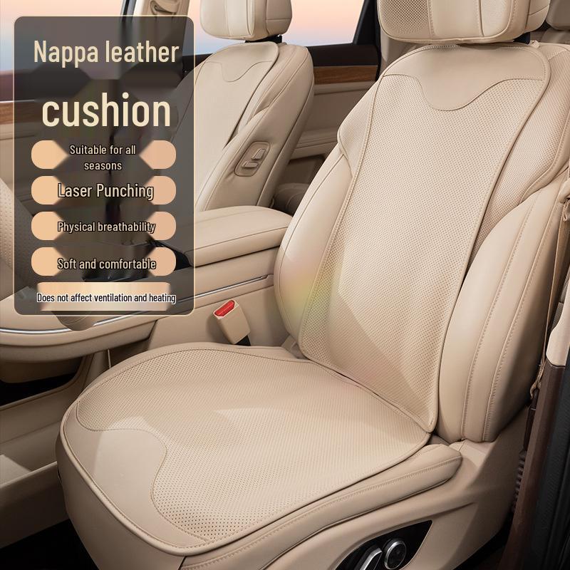 All-Season Nappa Leather Car Seat Covers for Mercedes-Benz, BMW, Tesla, and Volkswagen - Soft Comfort for Summer. Front Single Seat [Mist Purple]