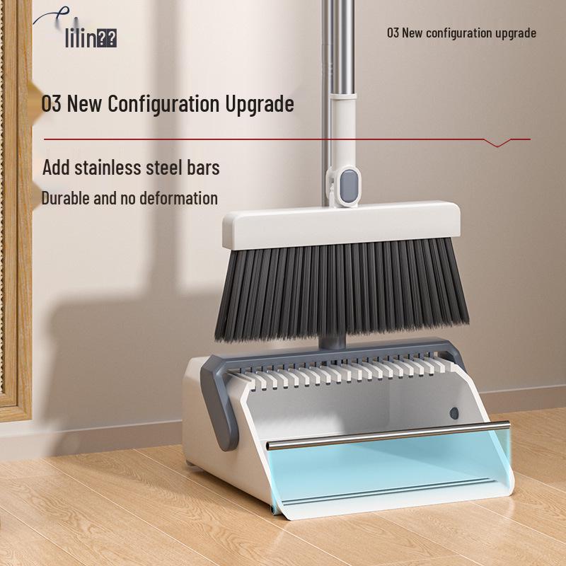 Li Lin Large Foldable Broom & Dustpan Set - Thick, Durable, Easy To Store Household Cleaning Tool