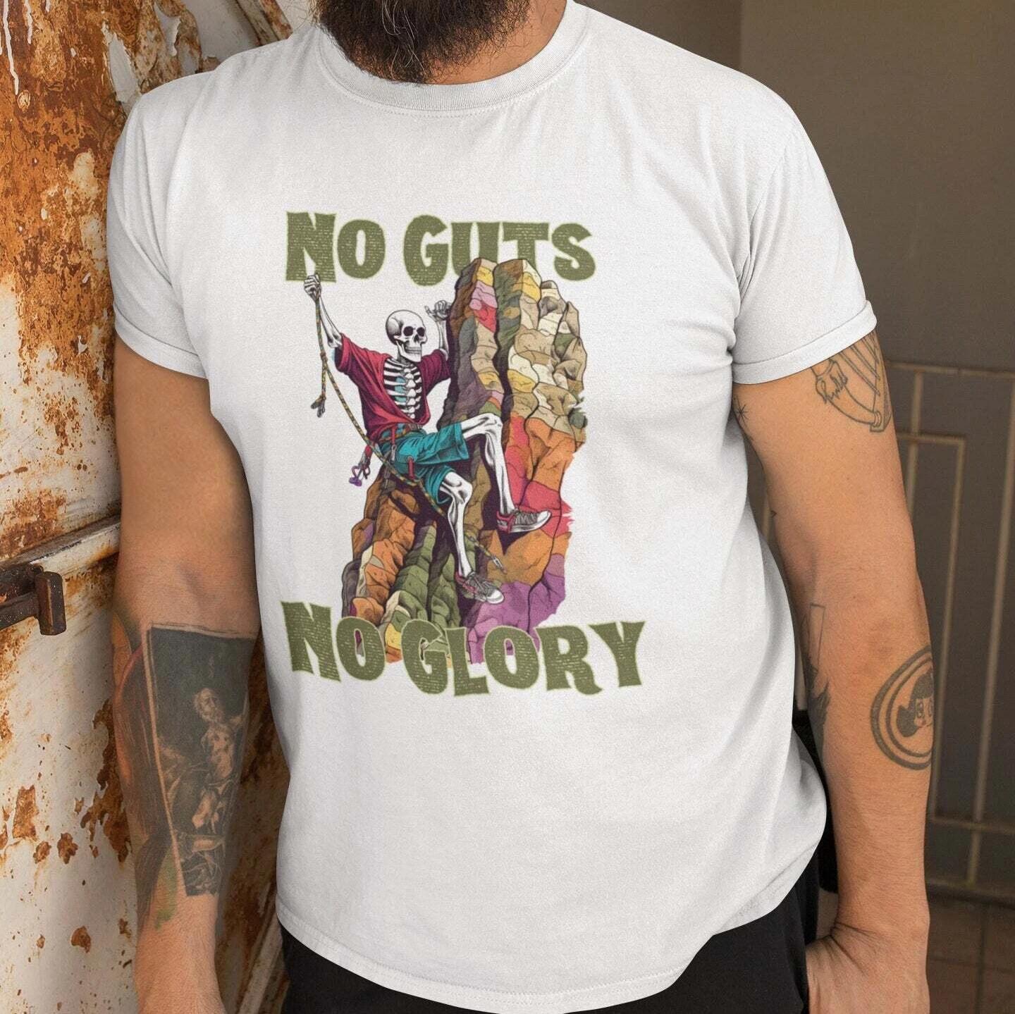 Rock Climbing Shirt, No Guts No Glory L