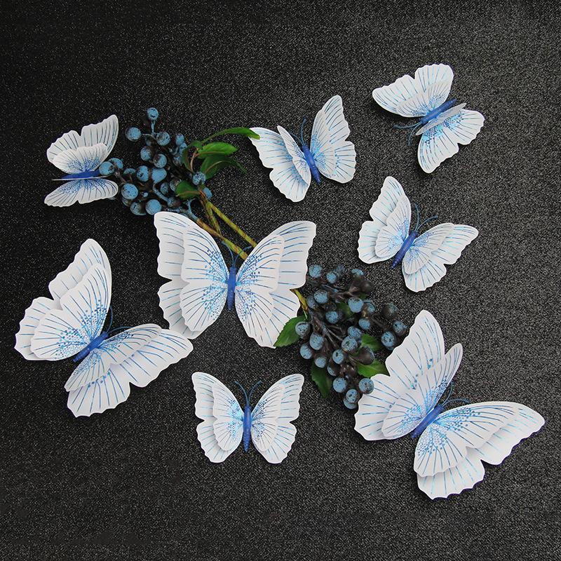 New Style 12Pcs Double Layer 3D Butterfly Wall Stickers Home Room Decor Butterflies For Wedding Decoration Magnet Fridge Decals