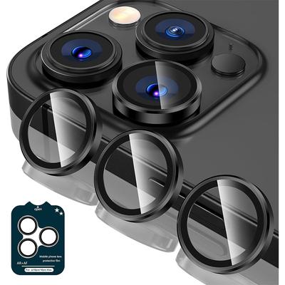 Schwarze Kameraobjektiv-Schutzabdeckung aus Titan für iPhone 16 Pro Max 15 Plus 14 13 Mini 12 11 16Pro Metallring aus gehärtetem Glas Schutz Telefonzubehör