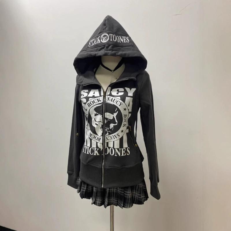 European and American Fashion Autumn and Winter Zipper Long Sleeved Letter Printed Men's and Women's Hoodie