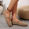 2025 New Large Size Hollow Fly-woven Flat-soled Single Shoes Women's Foreign Trade Breathable Foot Cover Four Seasons Square Head Work Shoes