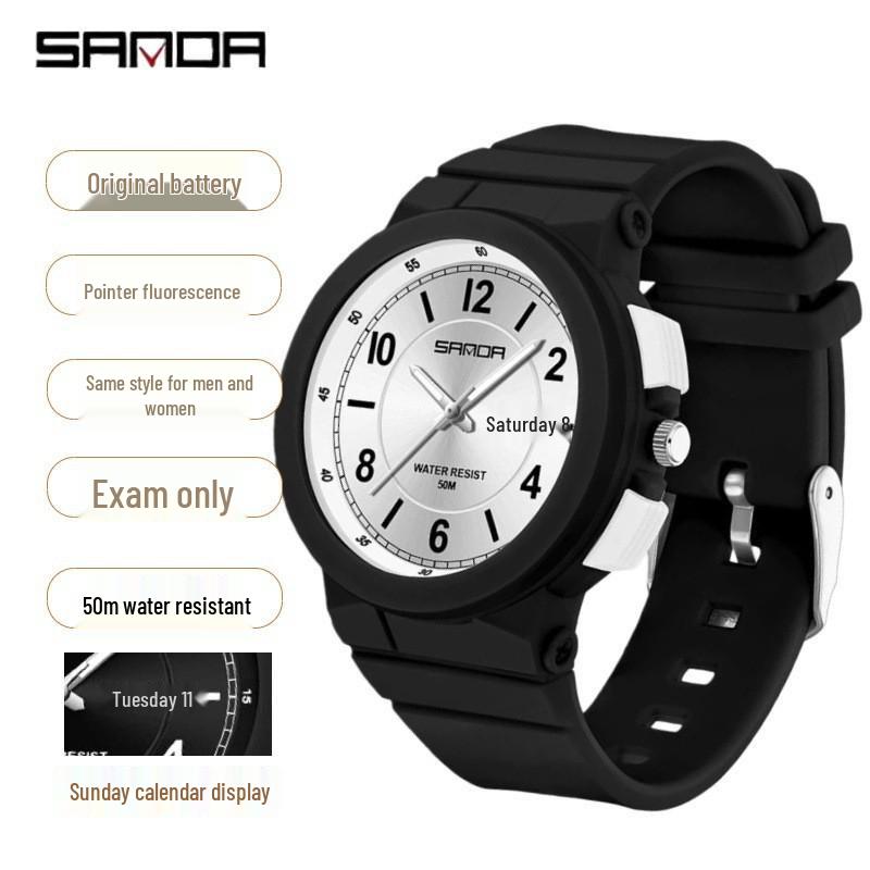 Sanda Fashion Youth Quartz Wristwatch: Casual Digital, Dual Calendar, Luminous, Waterproof, Unisex.