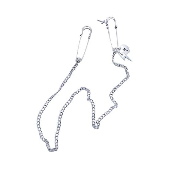 Unisex Clothes Pin Single/Double Layer Chain Polished Large Pin Alloy Pants Shirt Chest Suit Skirt Decoration