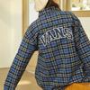 Vans Color-Block Plaid Logo Print Long Sleeve Shirt Women Tops Blue VN0A7TNT2T9