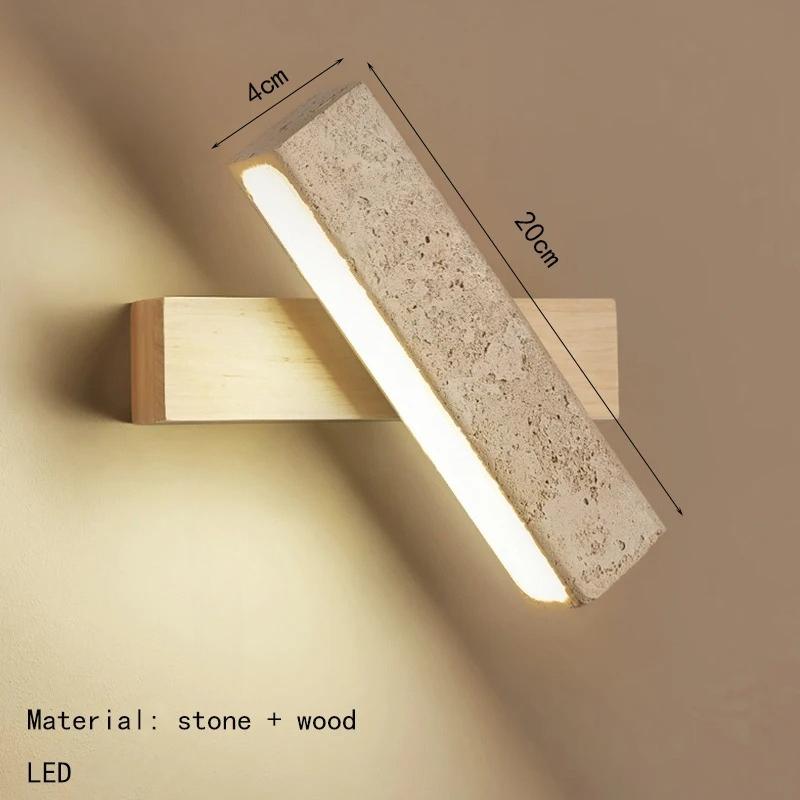 Natural Yellow Cave Stone LED Wall Lamp Solid Wood Artistic Atmosphere Background Wall Lamp Nordic Creative Room Decoration