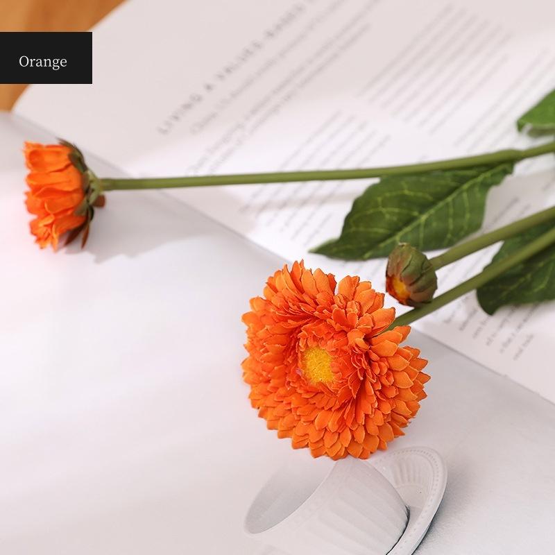

Искусственный цветок ромашки 3 головки календулы искусственный цветок хризантемы для свадебной вечеринки украшение домашнего стола 38 см длинная ветка оранжевый