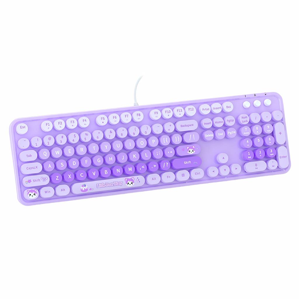 Mofii 104 - Key Membrane Gaming Keyboard In Sweet Style, Featuring Retro Round Keycaps, Compatible with Laptop