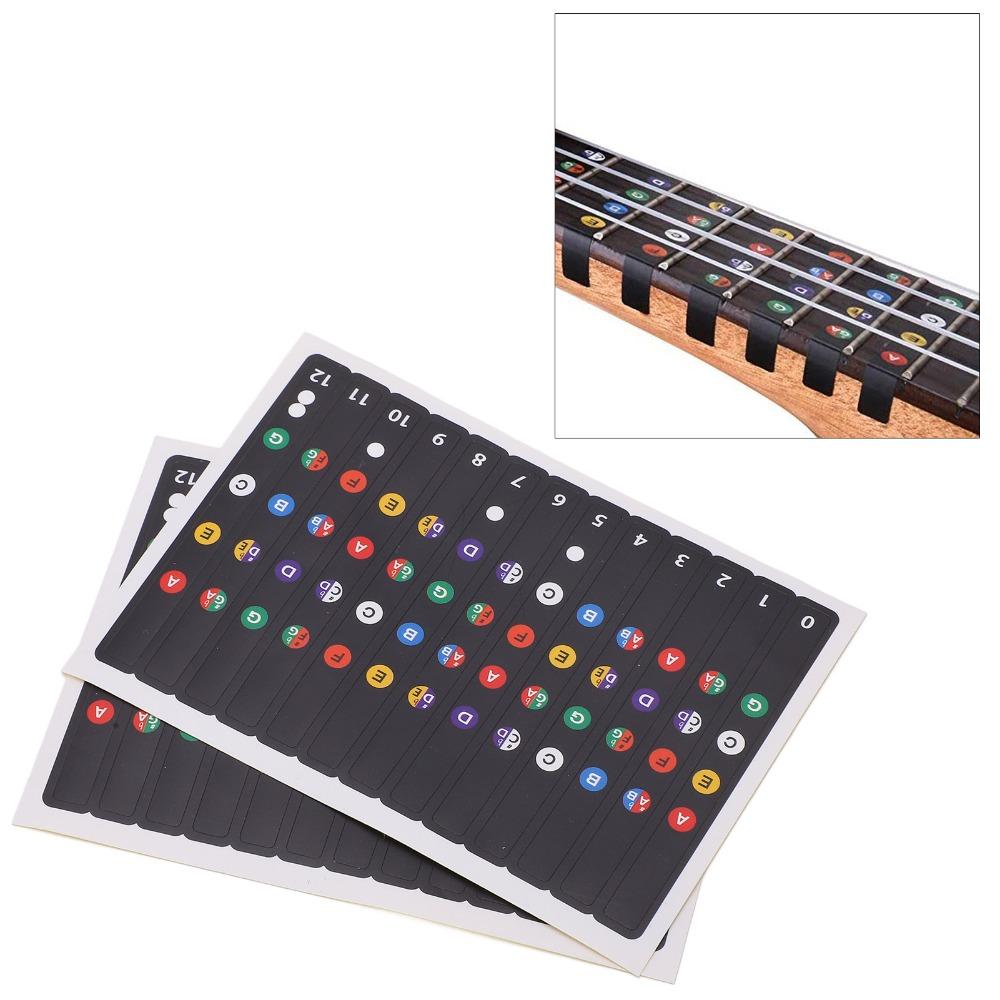 4PCS PVC Material Ukulele Chord Stickers Multi-color Ukulele Note Sticker For Beginner