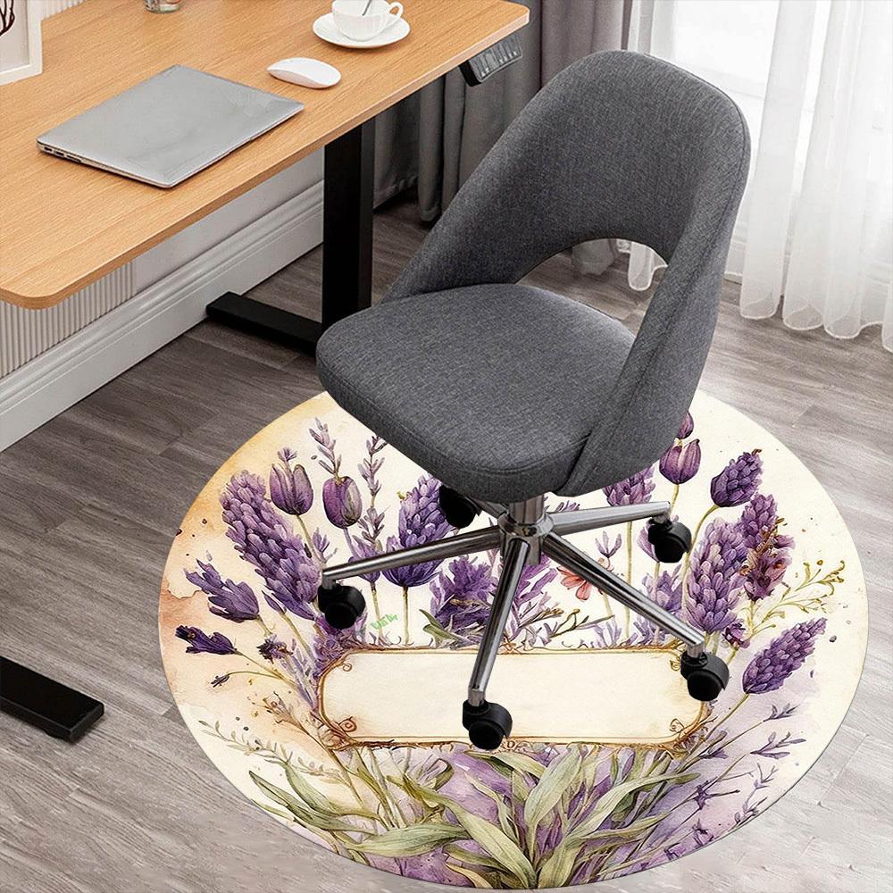 

1pc lavender flowers Round Chair mat office Area Rug - Non-Slip, Floor Mat for Office, Bedroom, Ideal home decor gift c0112097 80cm