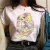 Koszulka Streetwear z Nadrukiem Cukierków i Kreskówek Ubrania Harajuku Moda Dziewczęca Koszulka z Krótkim Rękawem Letnia Koszulka Casualowa Damska z Okrągłym Dekoltem