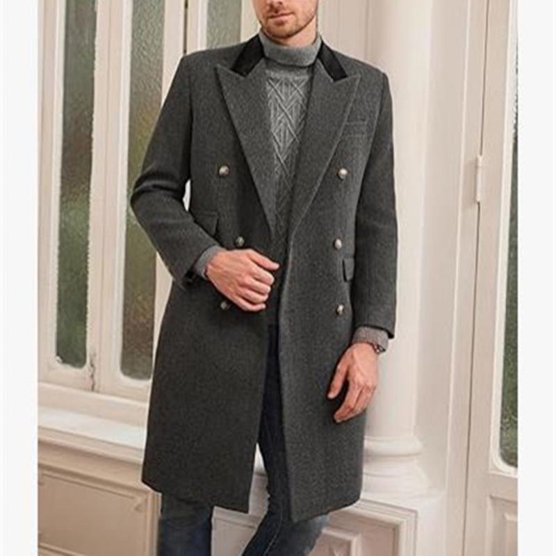 2024 European Plus Size Men's Woolen Coat - Casual Jacket for Stout Build